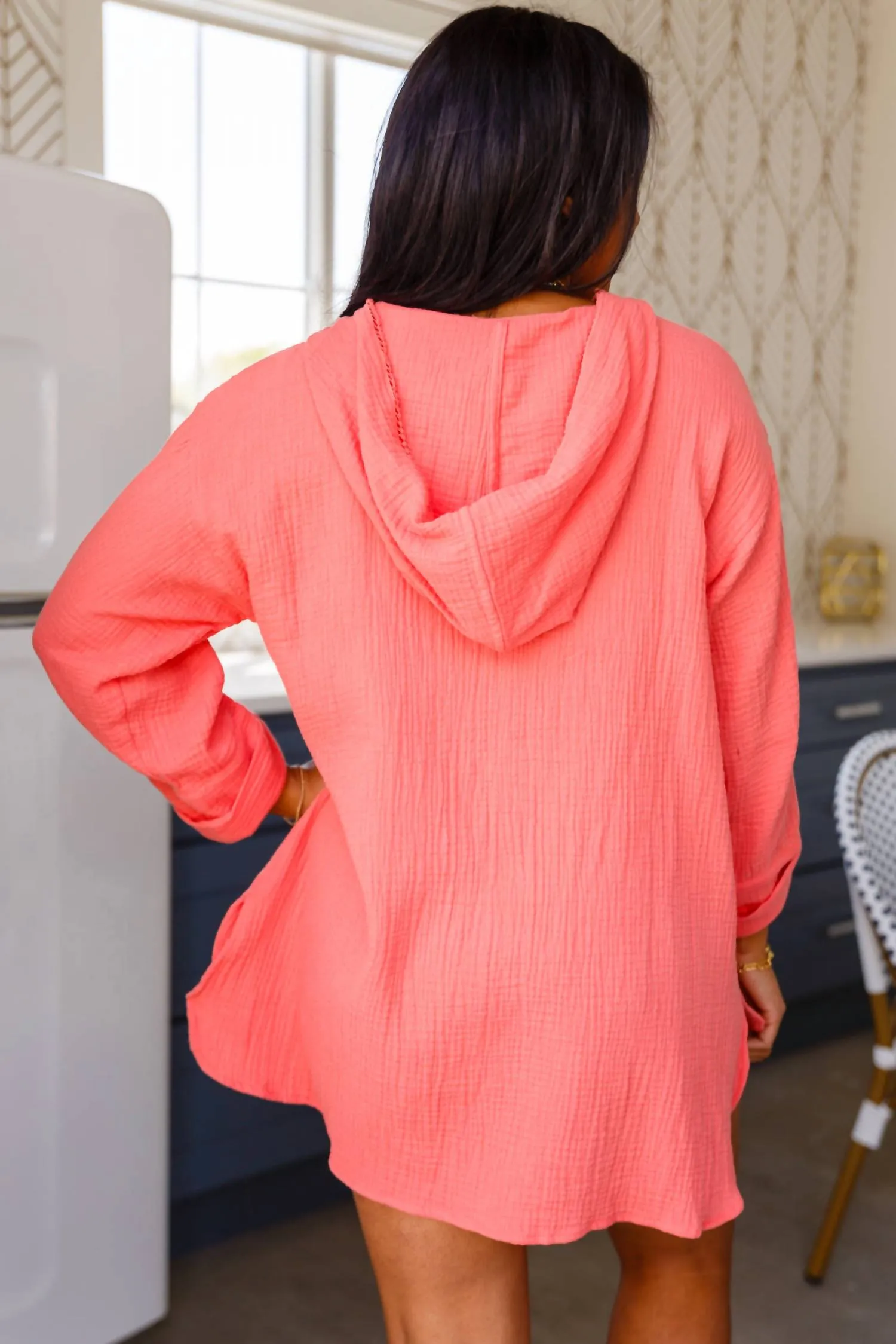 Beach Bonfire Pullover Hoodie In Coral
