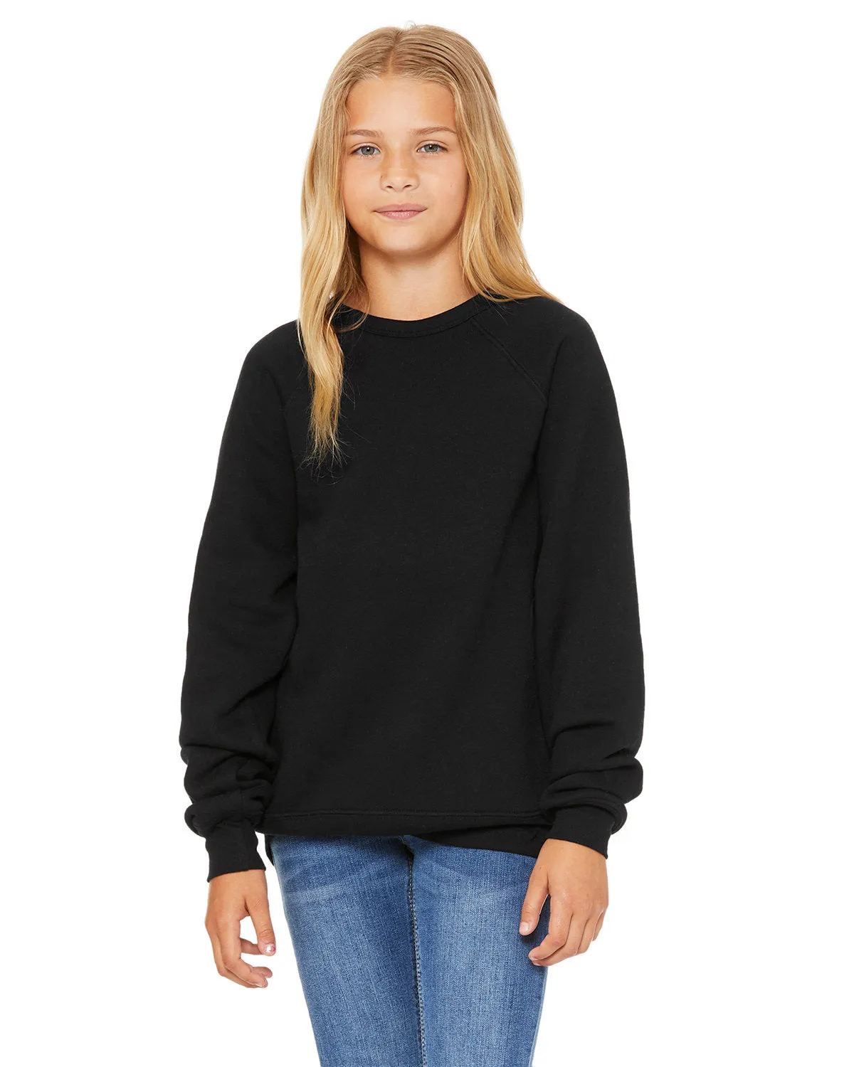 Bella   Canvas 3901Y Youth Sponge Fleece Raglan Sweatshirt