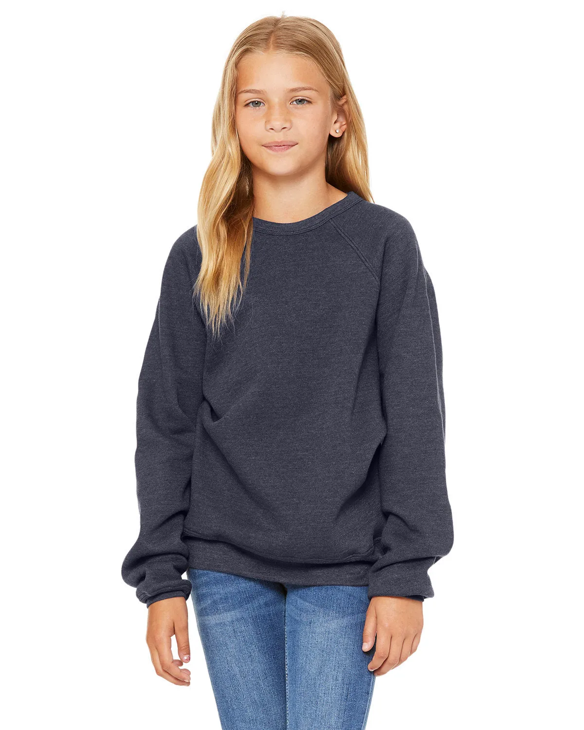 Bella   Canvas 3901Y Youth Sponge Fleece Raglan Sweatshirt