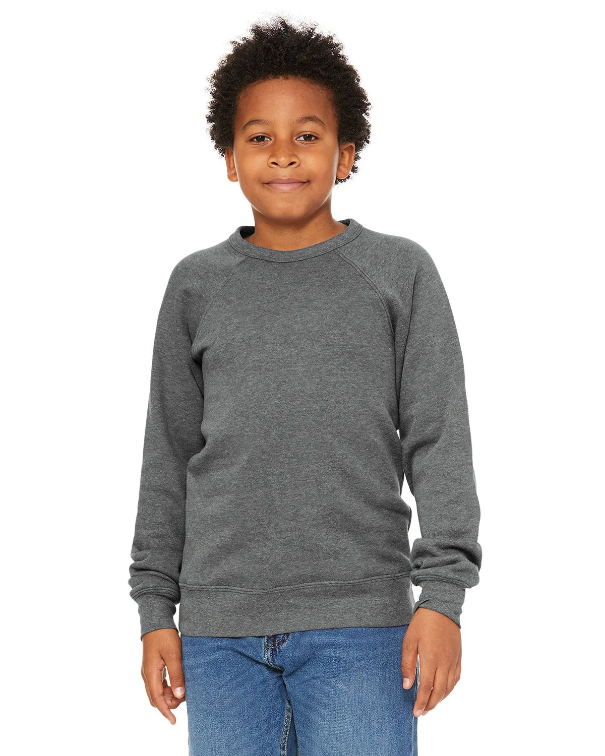 Bella   Canvas 3901Y Youth Sponge Fleece Raglan Sweatshirt