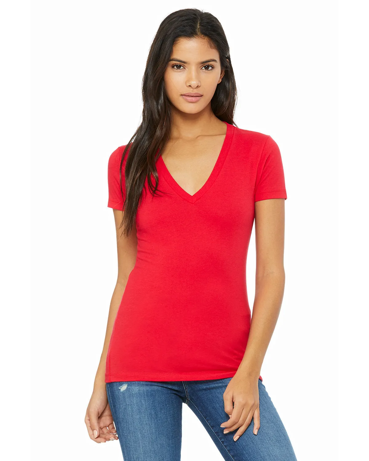 Bella   Canvas B6035 Ladies' Jersey Short-Sleeve Deep V-Neck T-Shirt