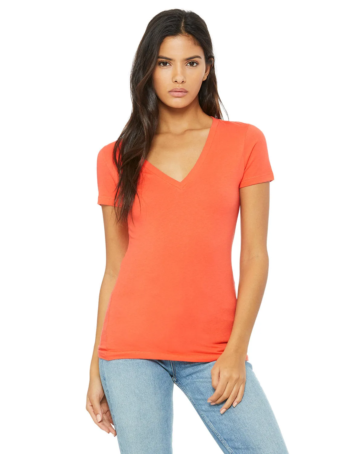 Bella   Canvas B6035 Ladies' Jersey Short-Sleeve Deep V-Neck T-Shirt
