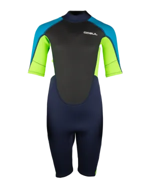 Boys Response FL 3/2mm Shorty Wetsuit in Navy & Lime