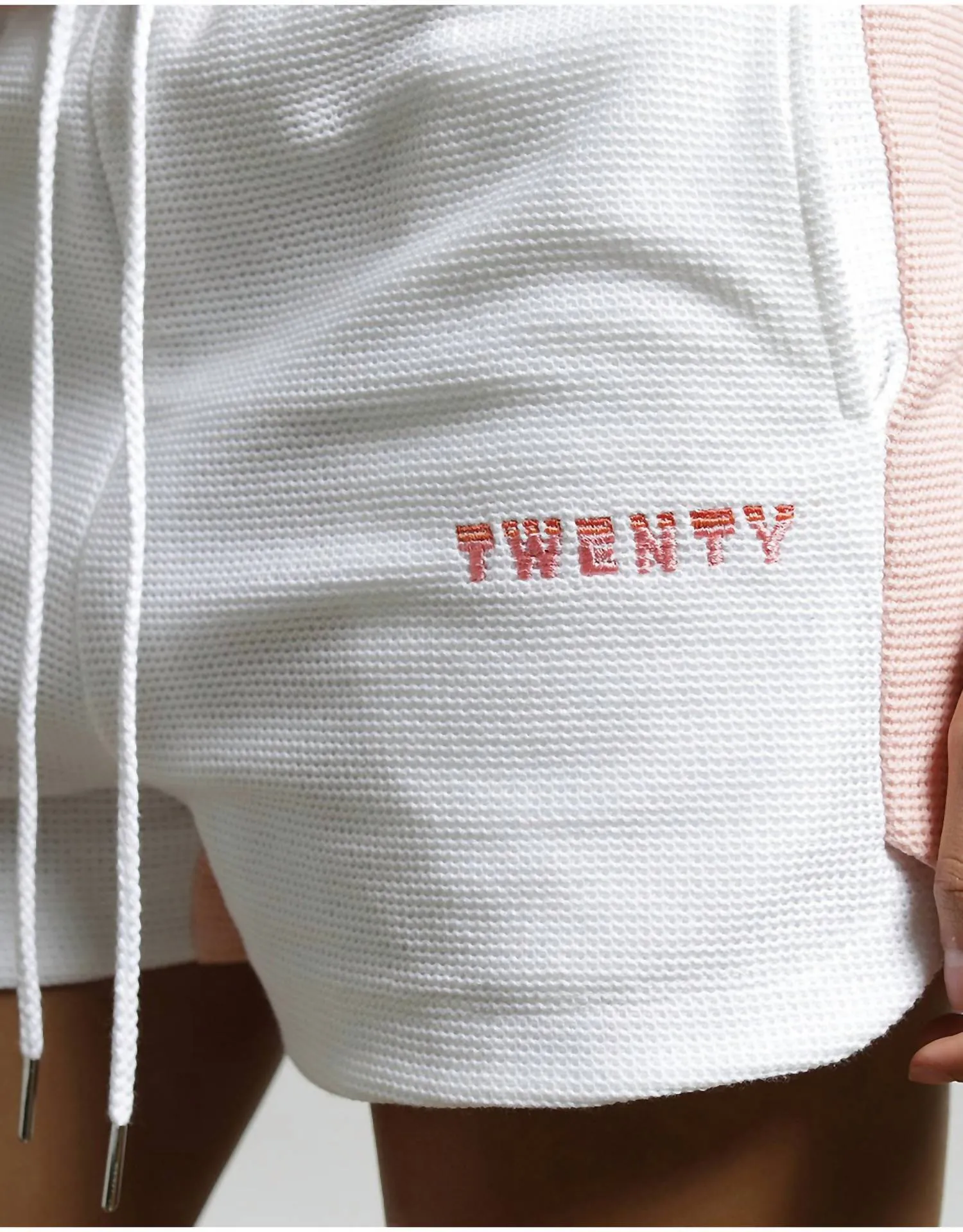 Breathe Mesh Color Block Shorts In Flamingo/white