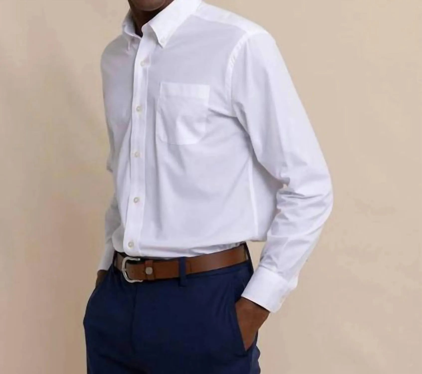 Brrrr Solid Intercoastal Sportshirt In Classic White
