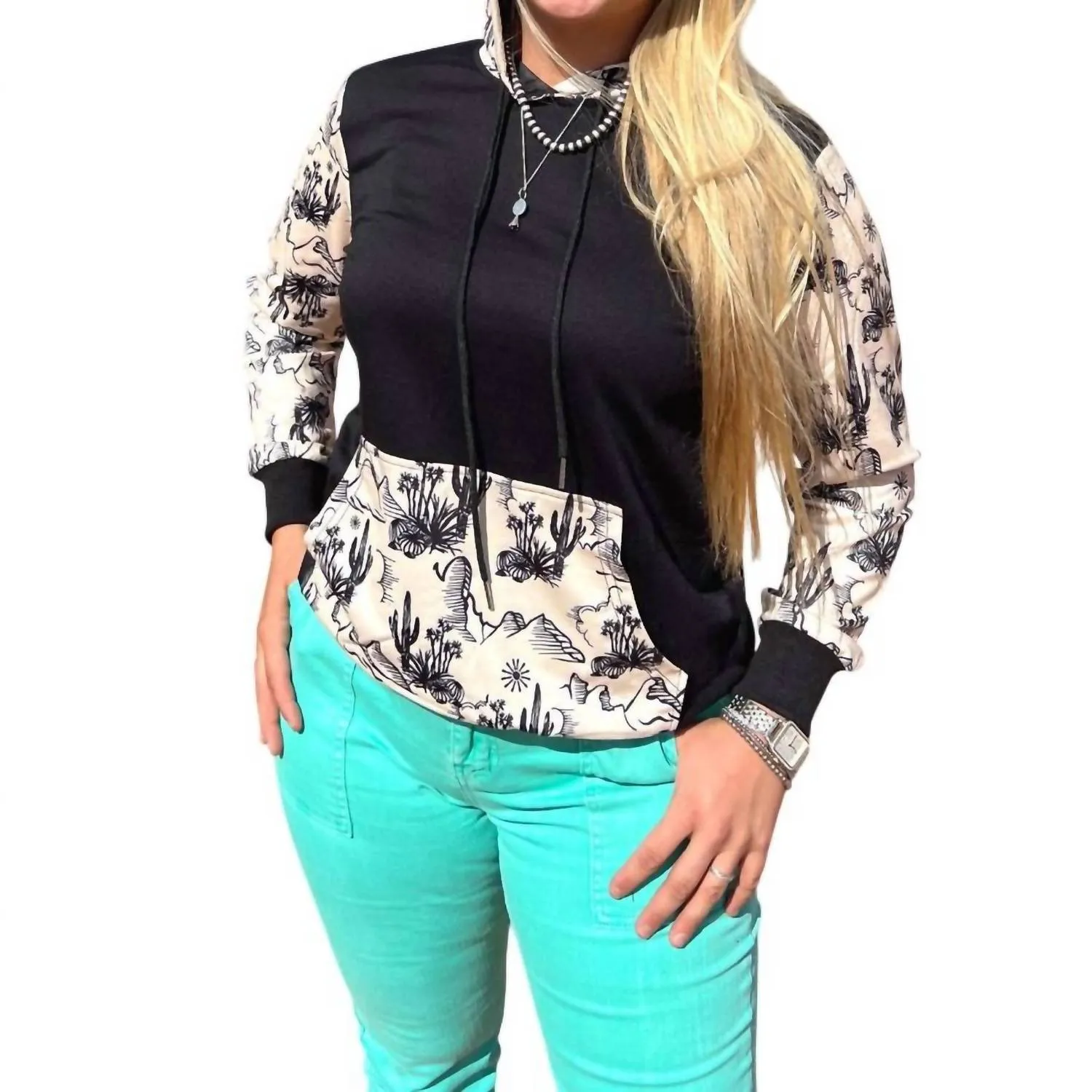 Cactus Plains Hoodie In Black/cream