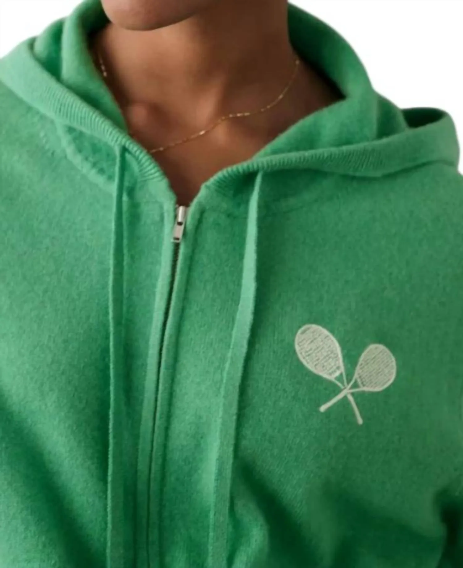 Cashmere Racket Cropped Zip Hoodie In Retro Green