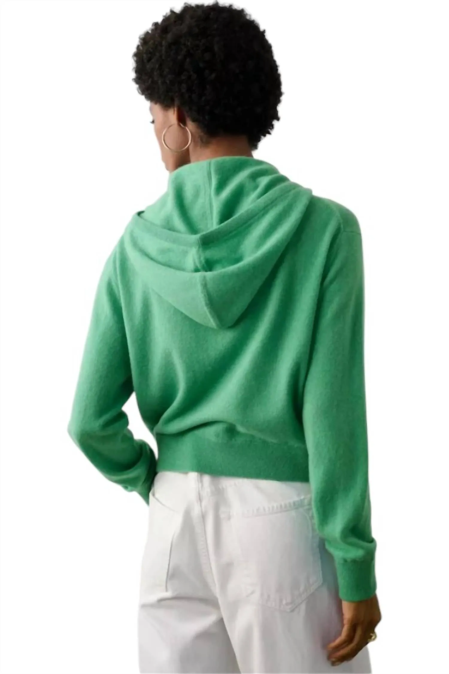 Cashmere Racket Cropped Zip Hoodie In Retro Green