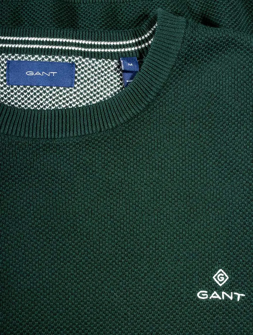Cotton Piqu�� Crew Neck Sweater Tartan Green