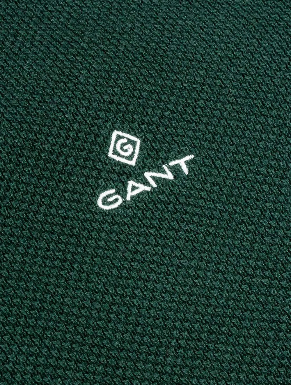 Cotton Piqu�� Crew Neck Sweater Tartan Green
