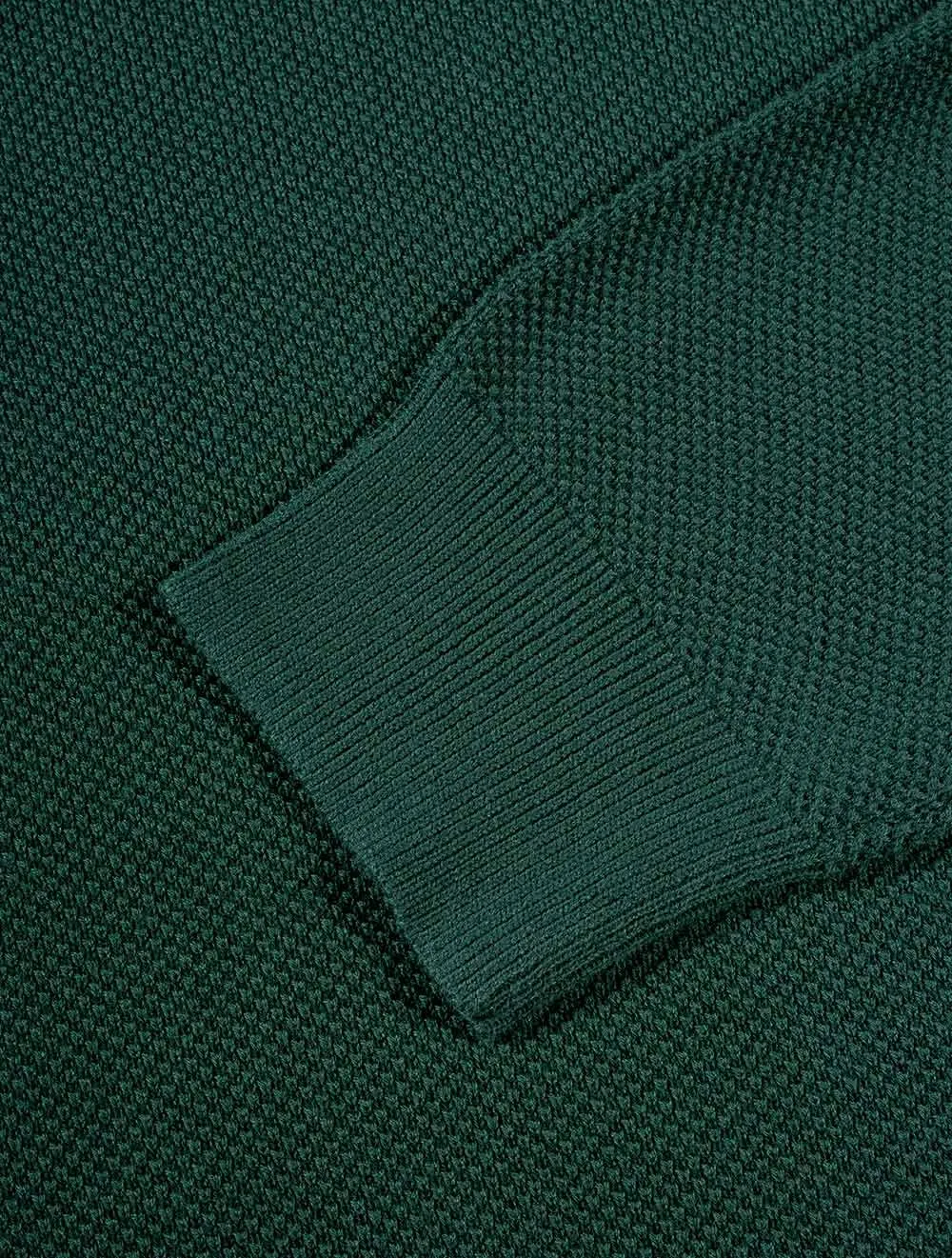 Cotton Piqu�� Crew Neck Sweater Tartan Green