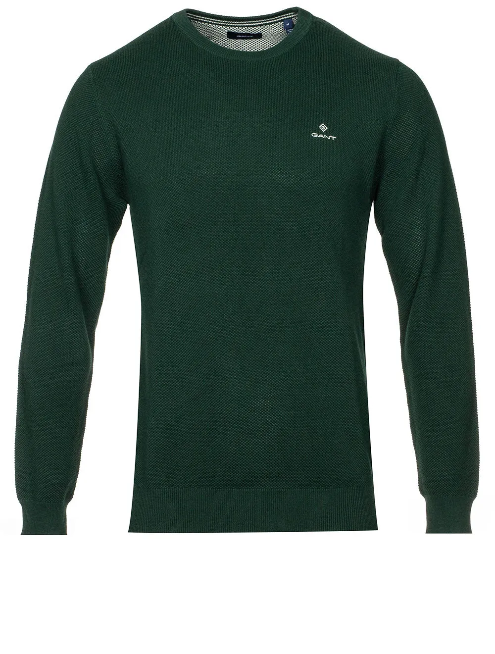 Cotton Piqu�� Crew Neck Sweater Tartan Green