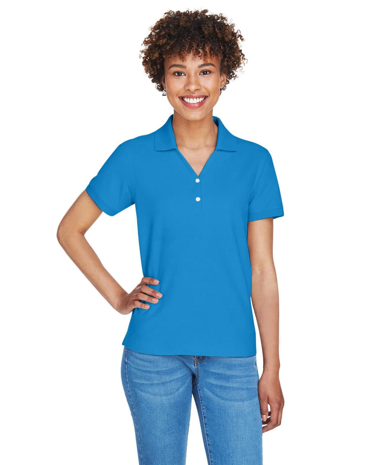 Devon & Jones D100W Ladies' Pima Piqu Y-Collar Polo