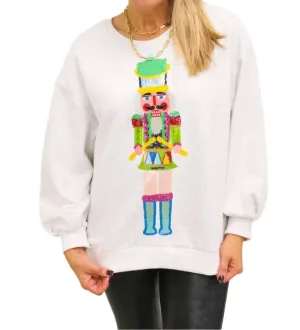 Drummer Nutcracker Sweatshirt In Heather Grey