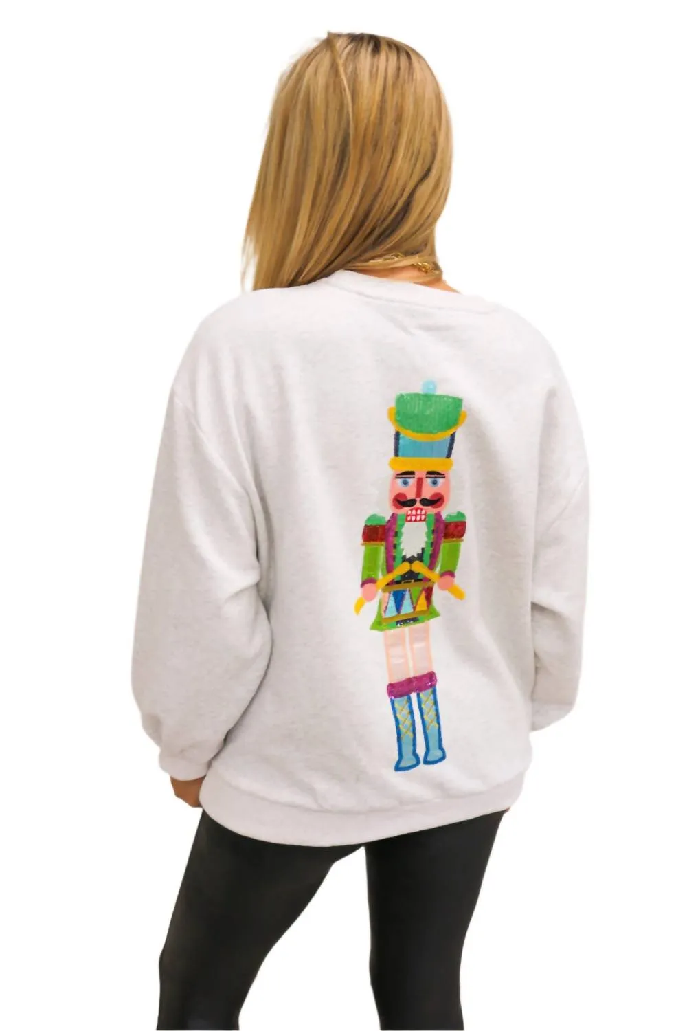 Drummer Nutcracker Sweatshirt In Heather Grey