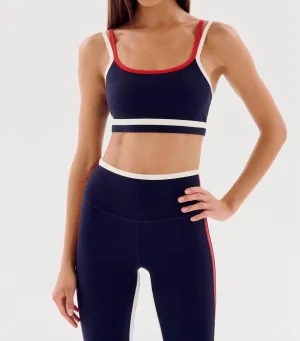 Eva Rigor Double Strap Bra In Indigo/ White