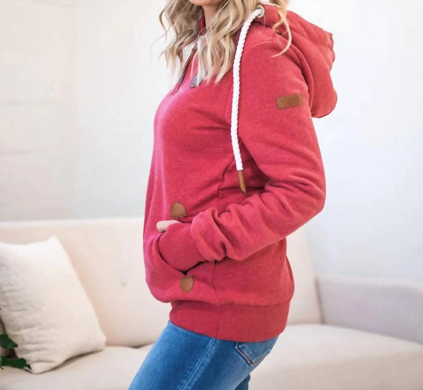 Evalina Half Zip Hoodie In Chilli