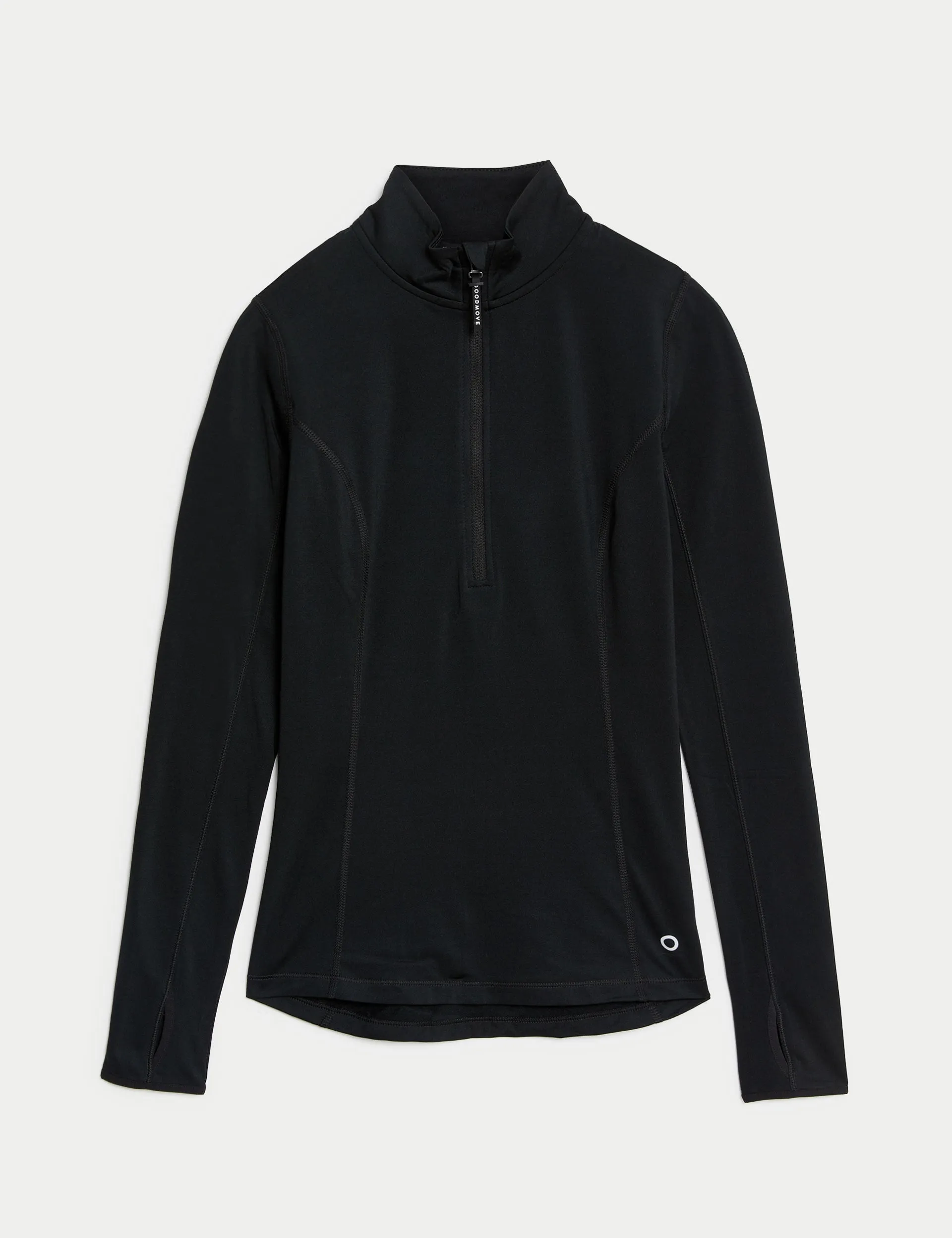 Funnel Neck Half Zip Running Top - Black