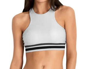 High Neck Low Impact Sports Bra In Silver