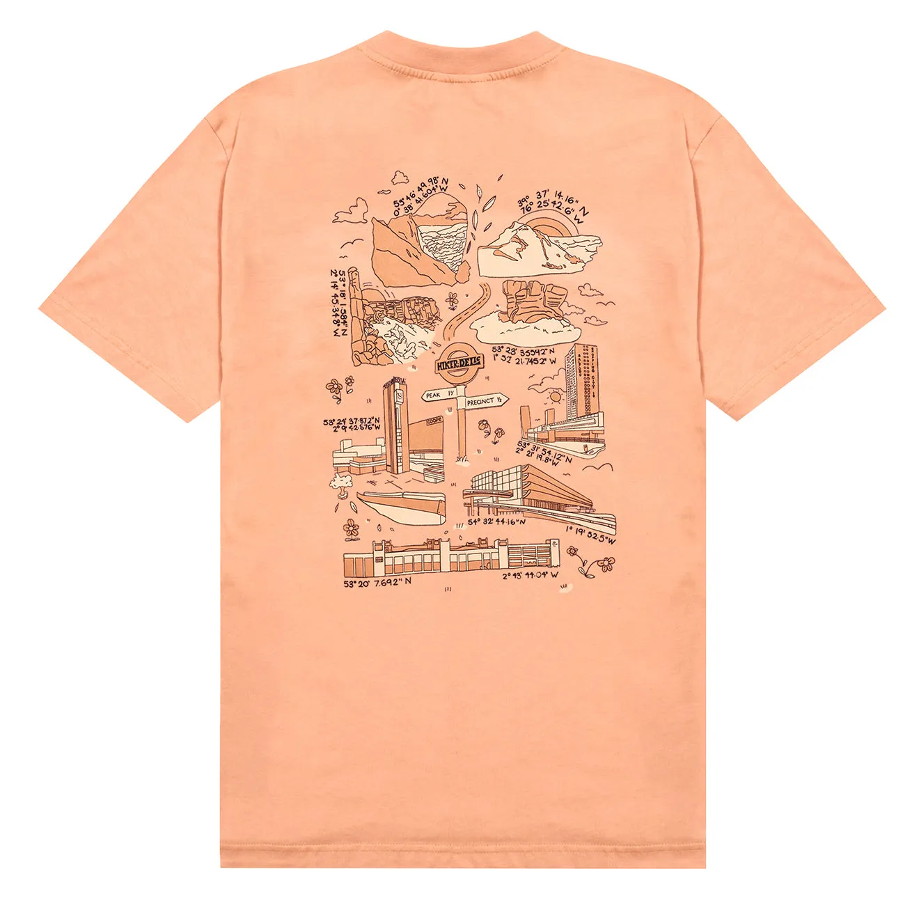 Hikerdelic Peak & Precinct SS T-Shirt Coral
