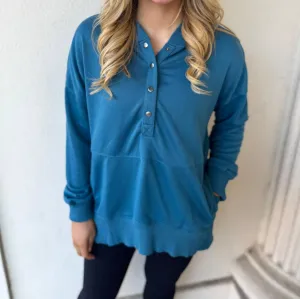 Hooded Pullover In Teal