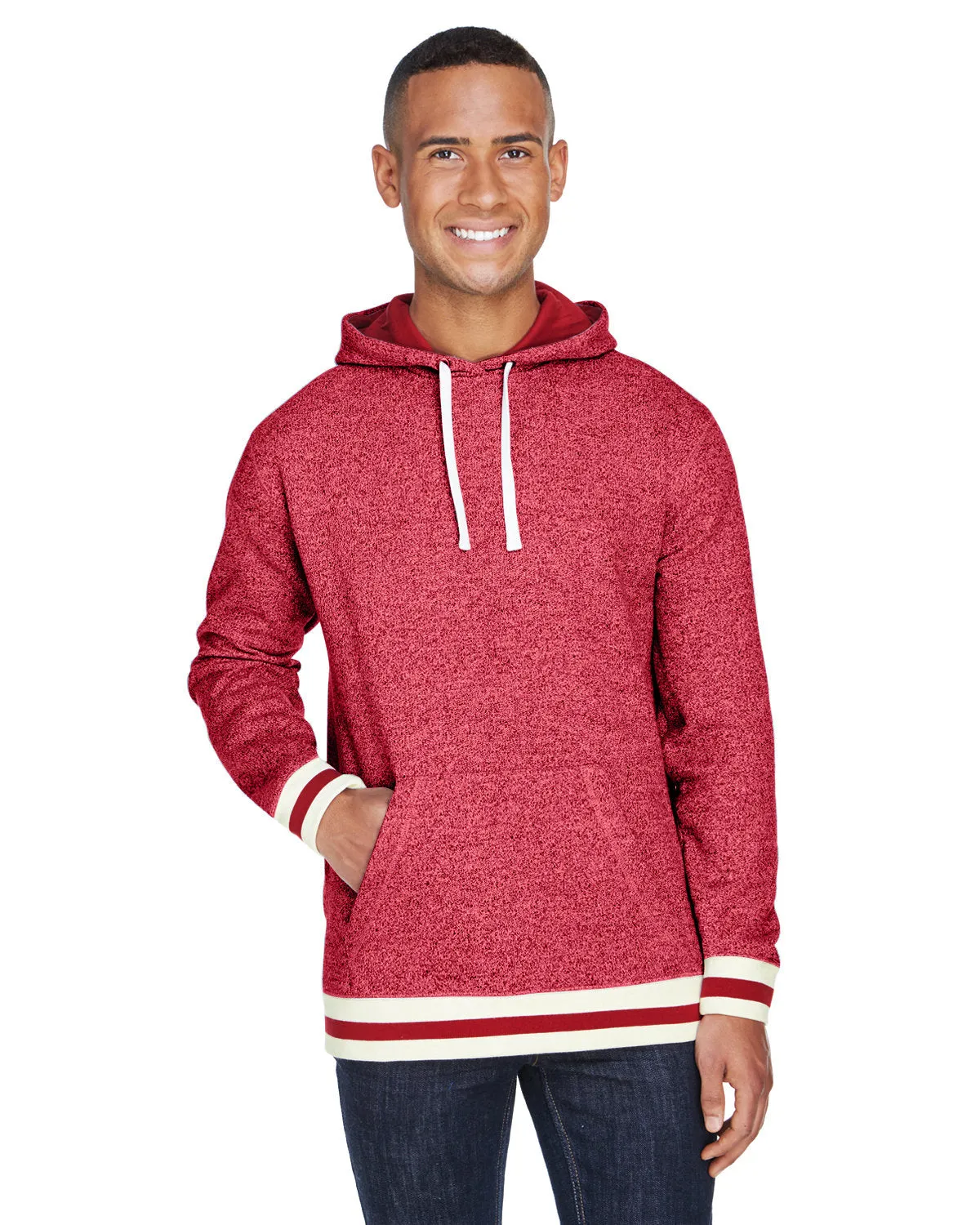 J America JA8701 Adult Peppered Fleece Lapover Hooded Sweatshirt