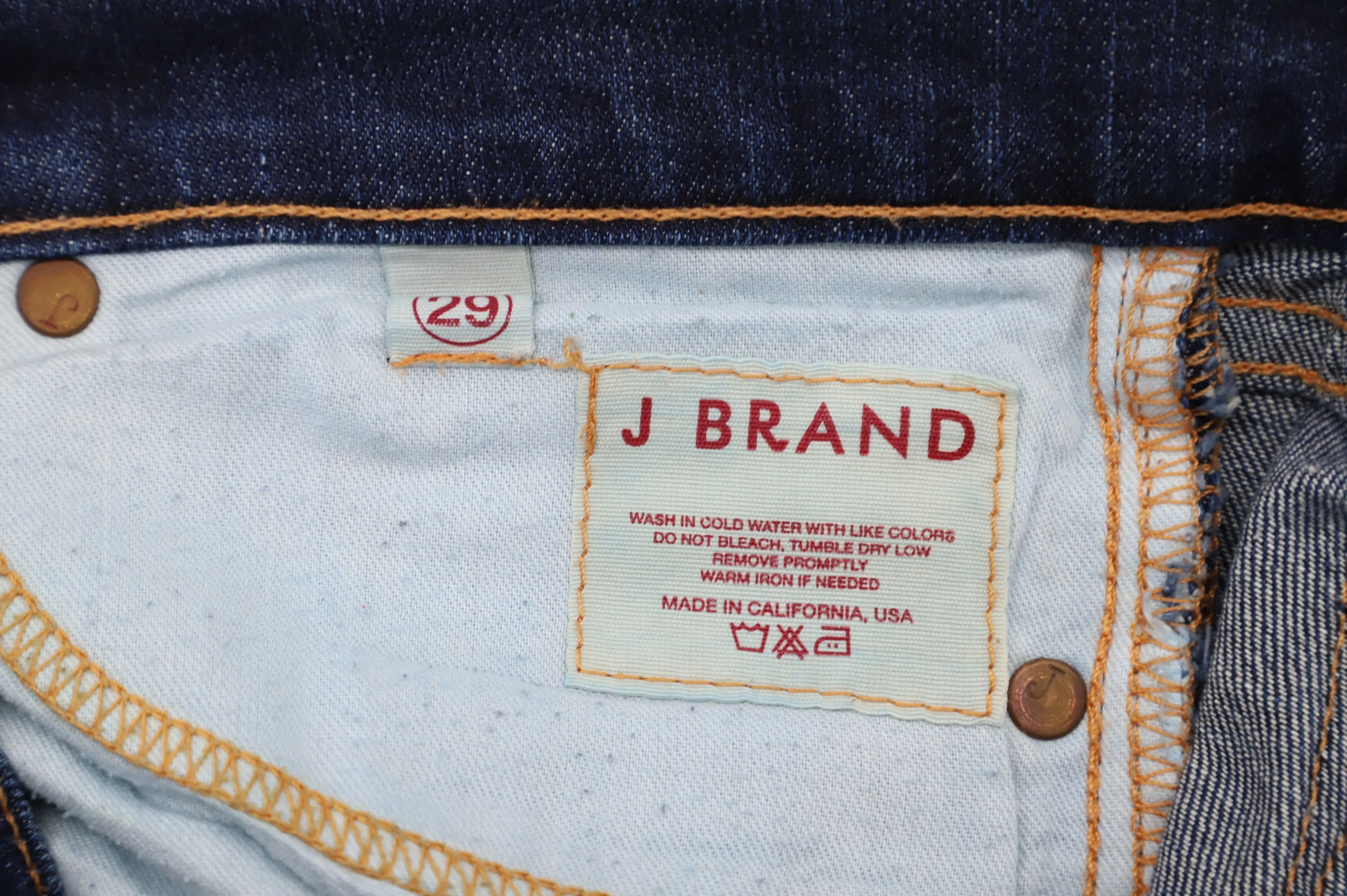 J Brand Mid Rise Skinny Cut Jeans in Blue Cotton Denim