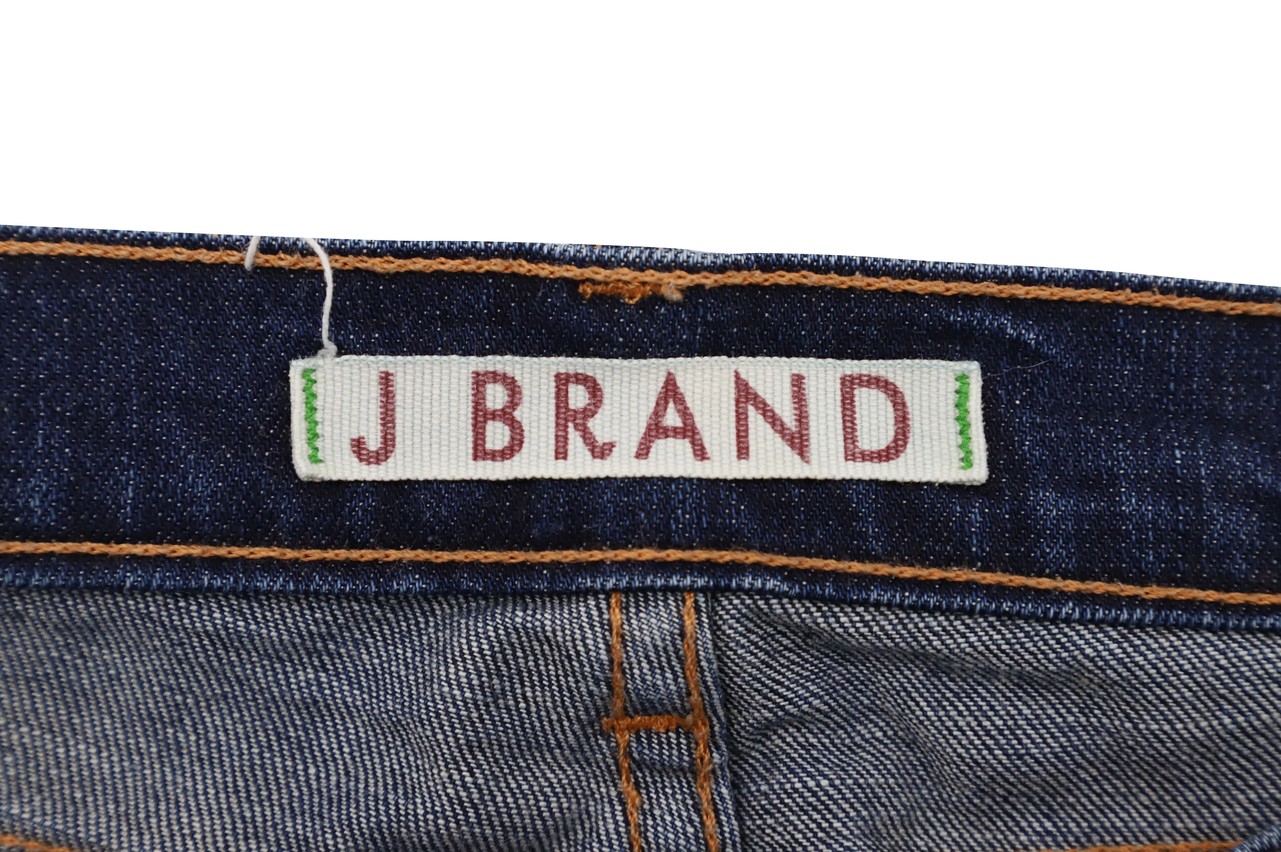 J Brand Mid Rise Skinny Cut Jeans in Blue Cotton Denim