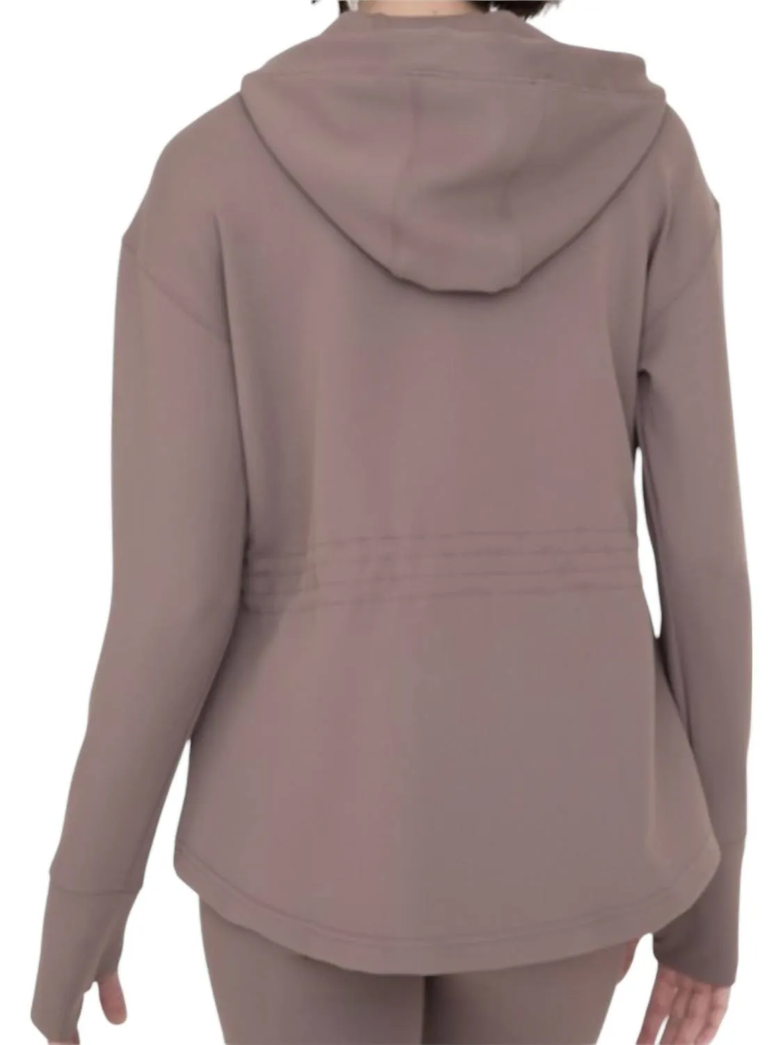 Jacquard Ribbed Hooded Jacket In Taupe