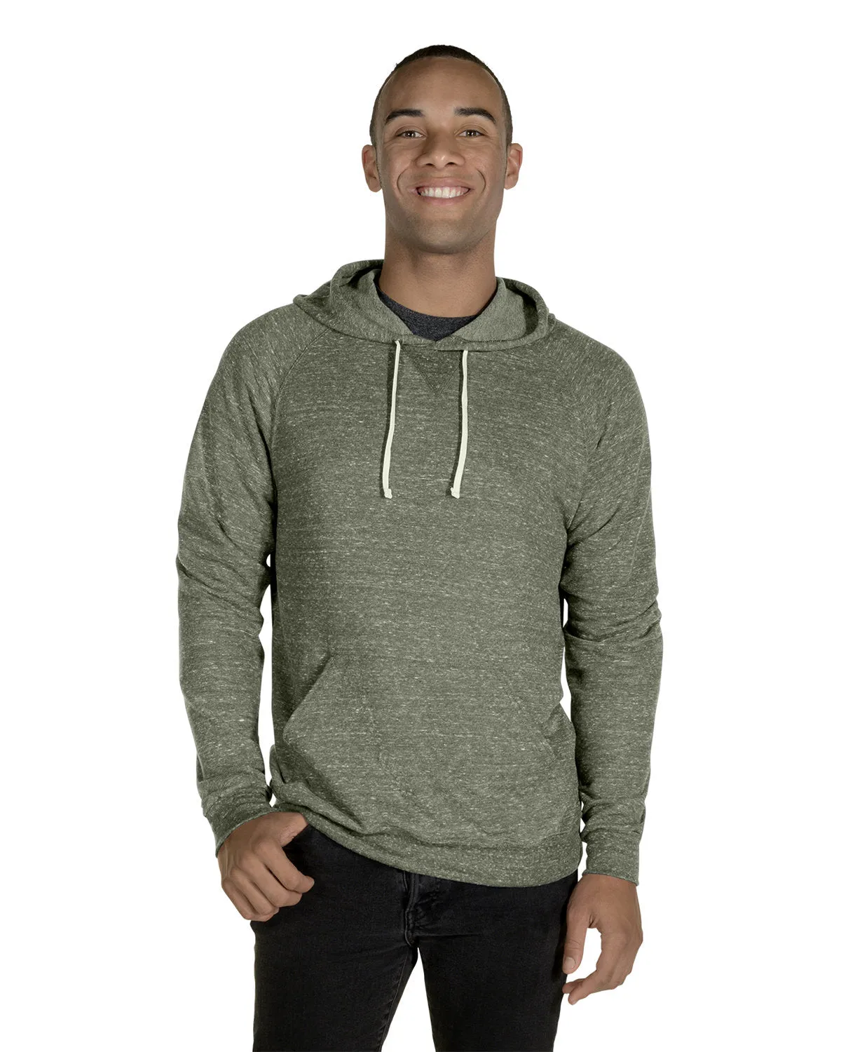Jerzees 90MR Adult Snow Heather Raglan Hooded Sweatshirt
