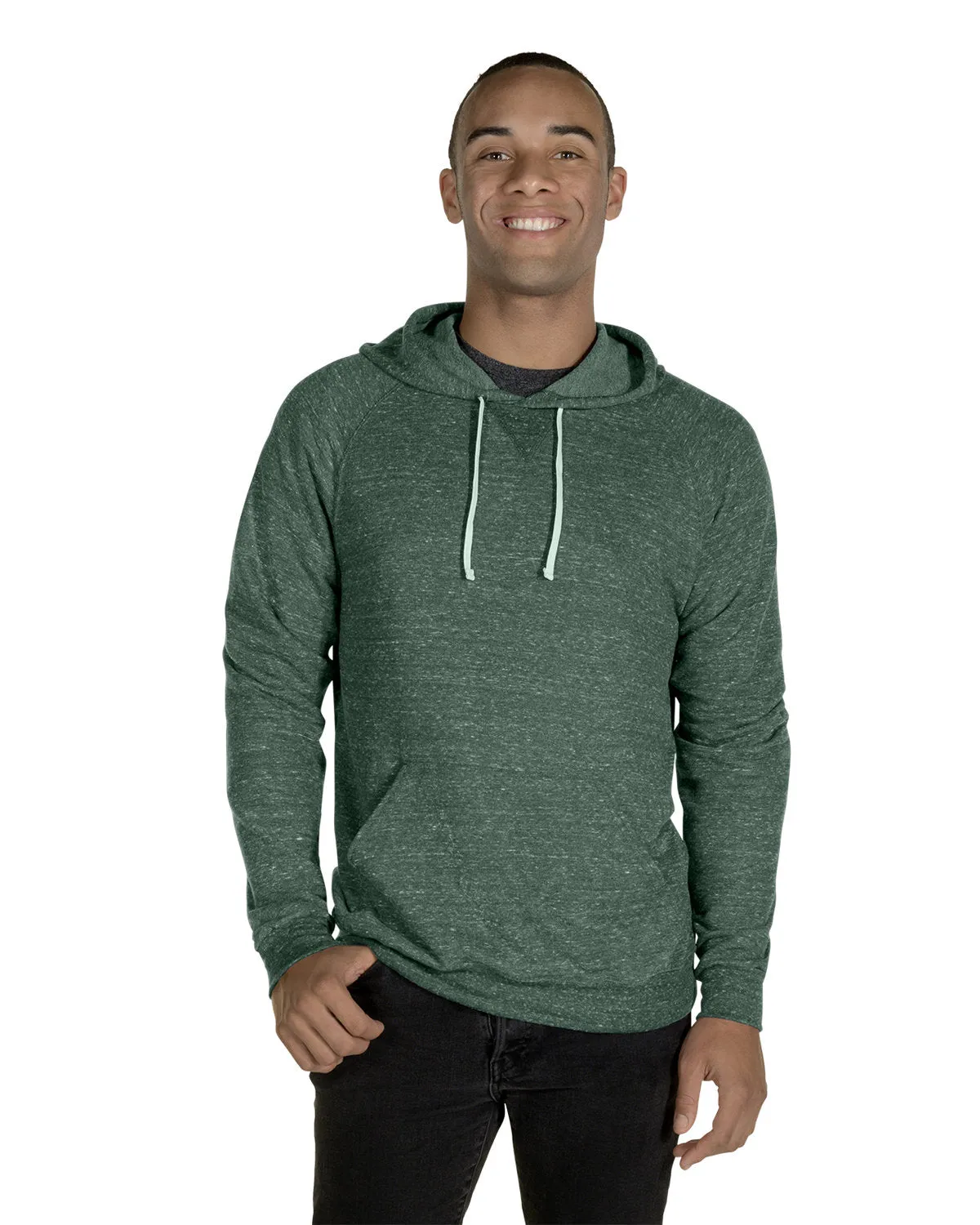 Jerzees 90MR Adult Snow Heather Raglan Hooded Sweatshirt