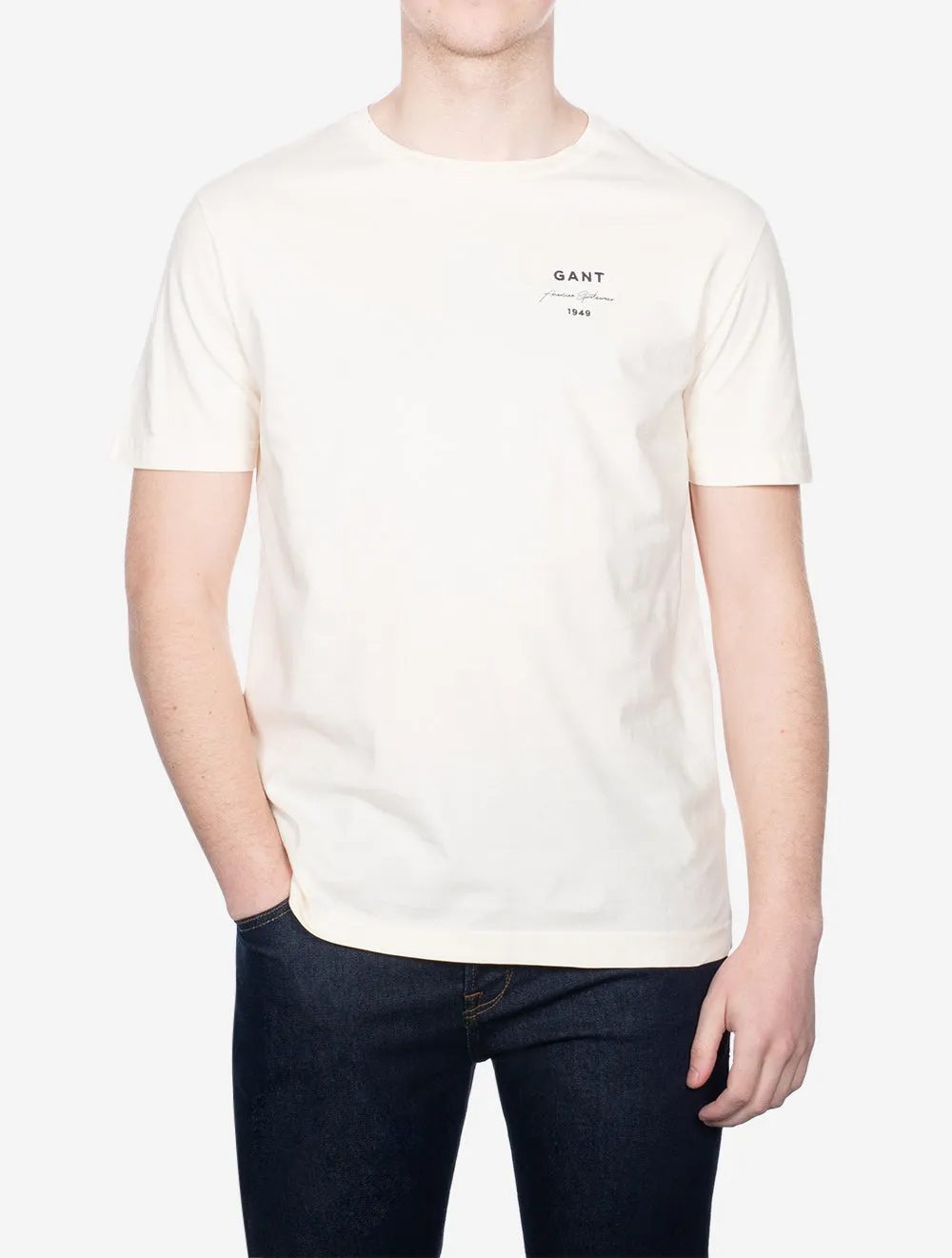 Logo Script Short Sleeve T-Shirt Cream