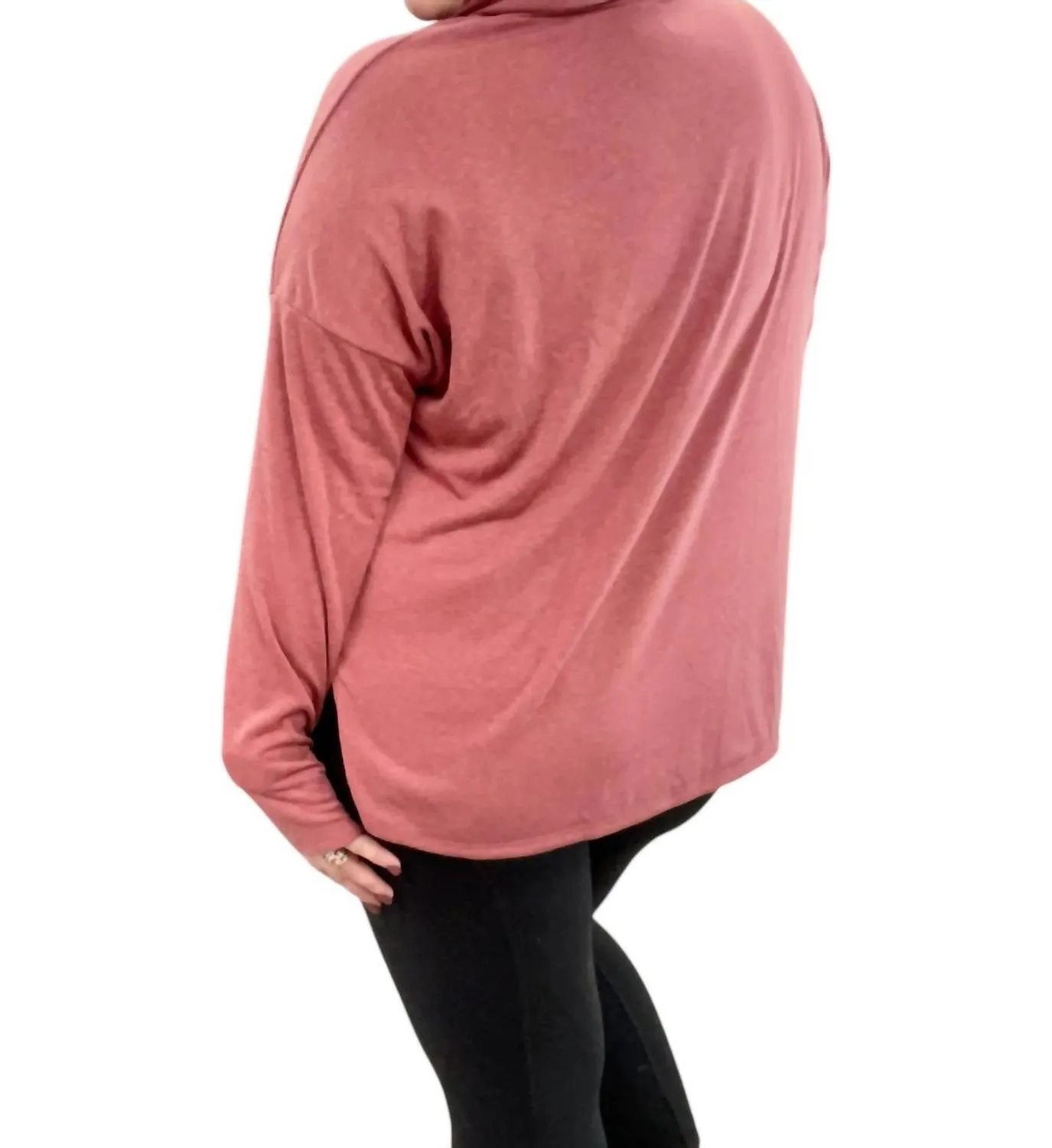 Marsala With Contrast Strings Hoodie In Pink