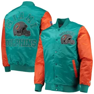 Men's Miami Dolphins Varsity Jacket In Aqua/orange