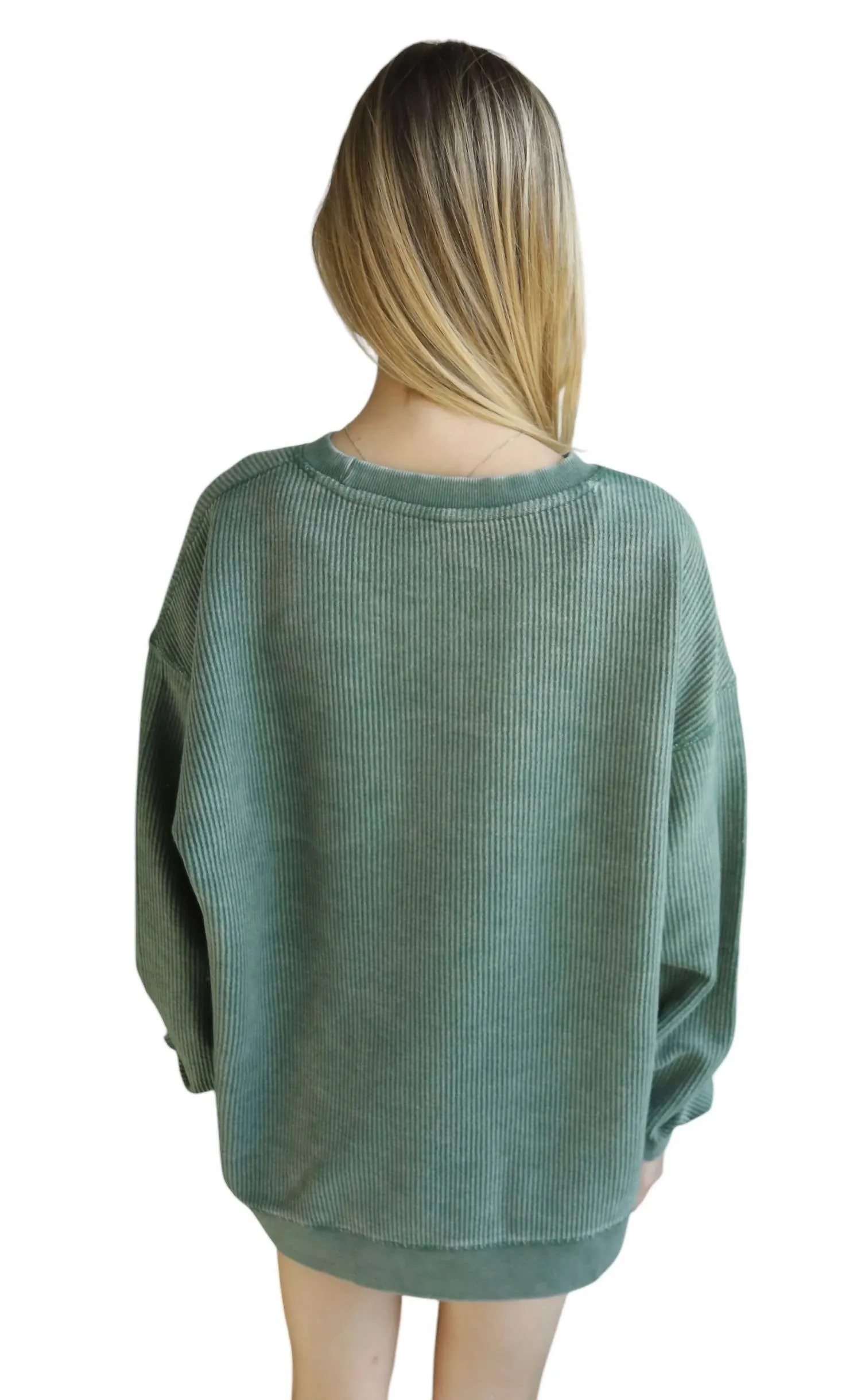 Merry Christmas Corded Crew Sweatshirt In Green