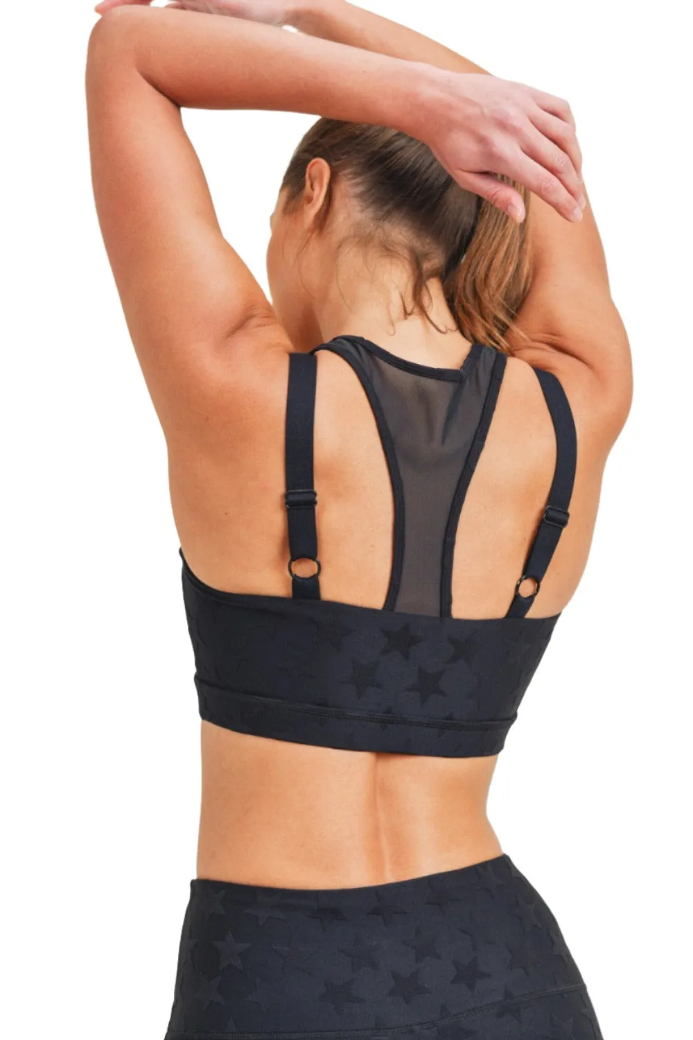 Mono B Textured Star Jacquard TACTEL? Sports Bra AT8075
