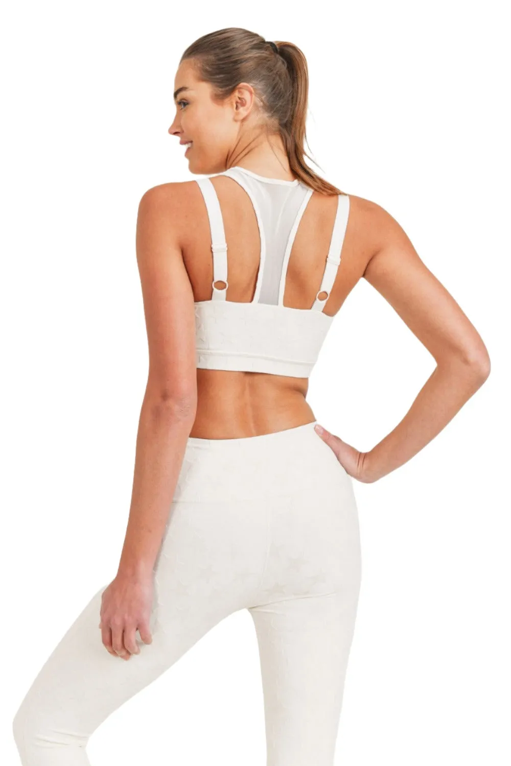Mono B Textured Star Jacquard TACTEL? Sports Bra AT8075