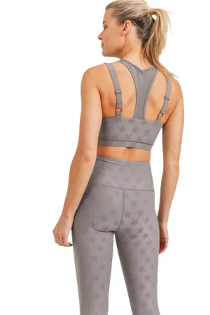 Mono B Textured Star Jacquard TACTEL? Sports Bra AT8075