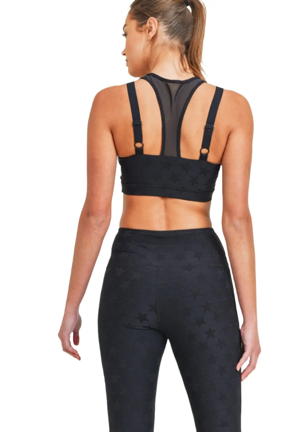 Mono B Textured Star Jacquard TACTEL? Sports Bra AT8075