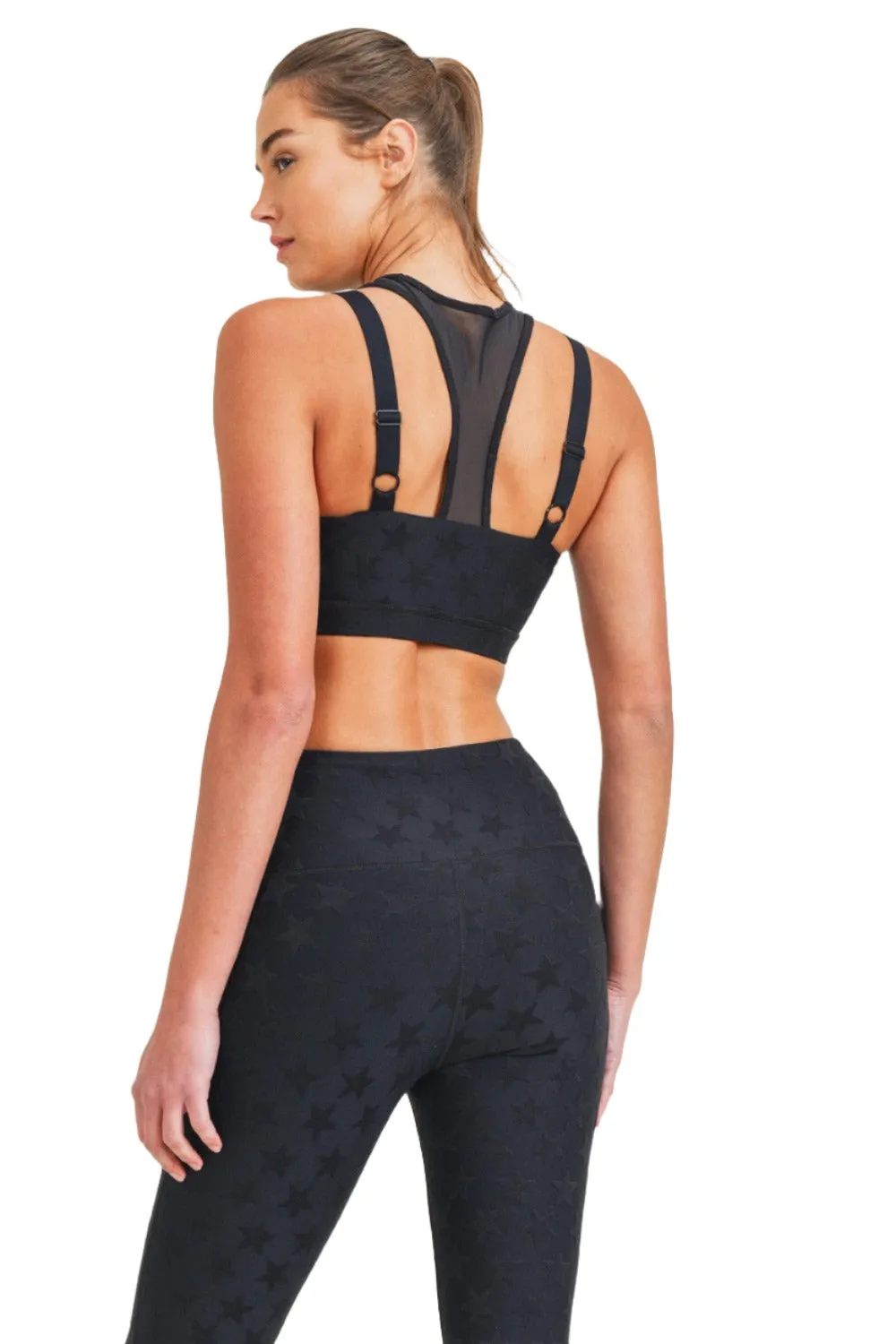 Mono B Textured Star Jacquard TACTEL? Sports Bra AT8075