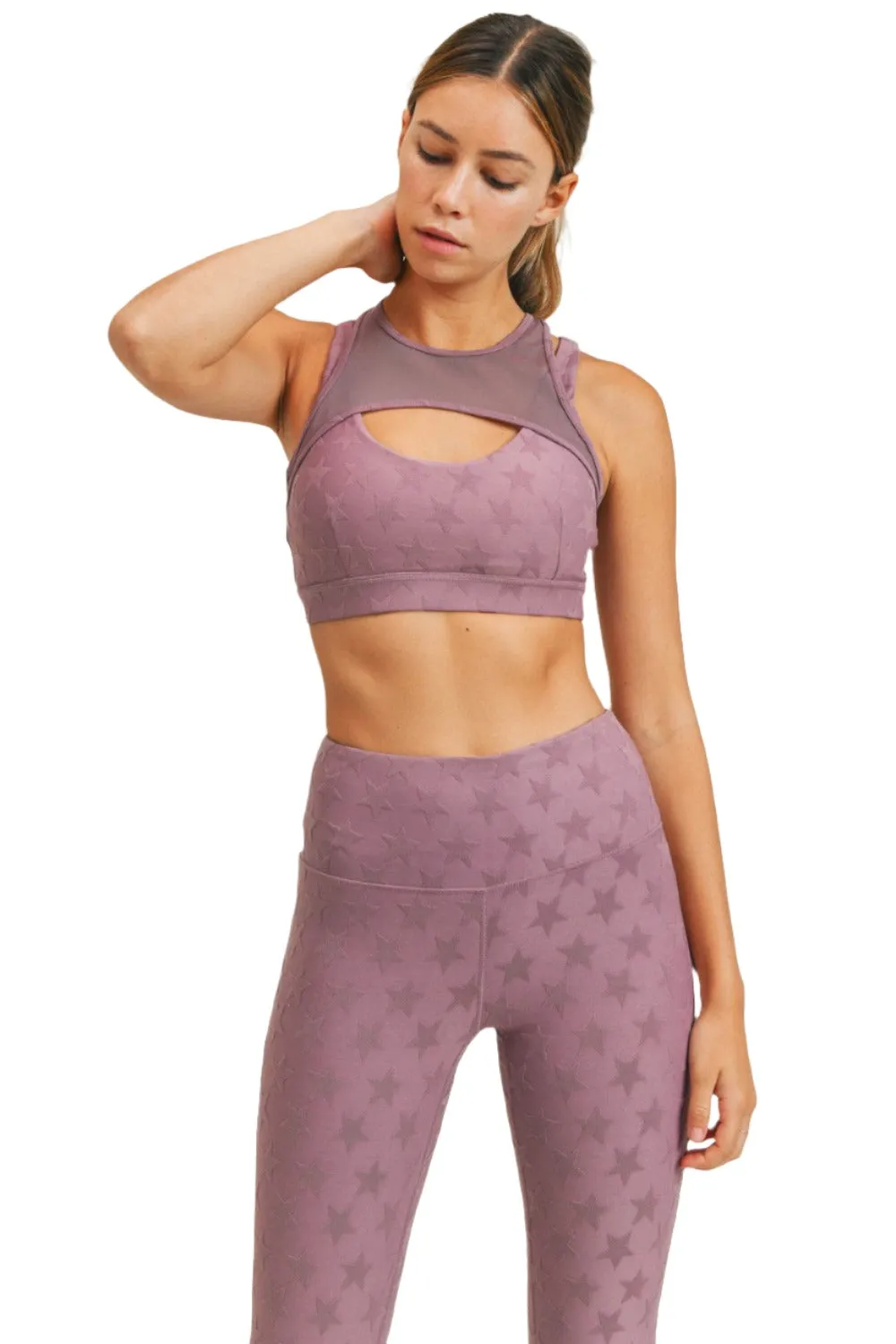 Mono B Textured Star Jacquard TACTEL? Sports Bra AT8075