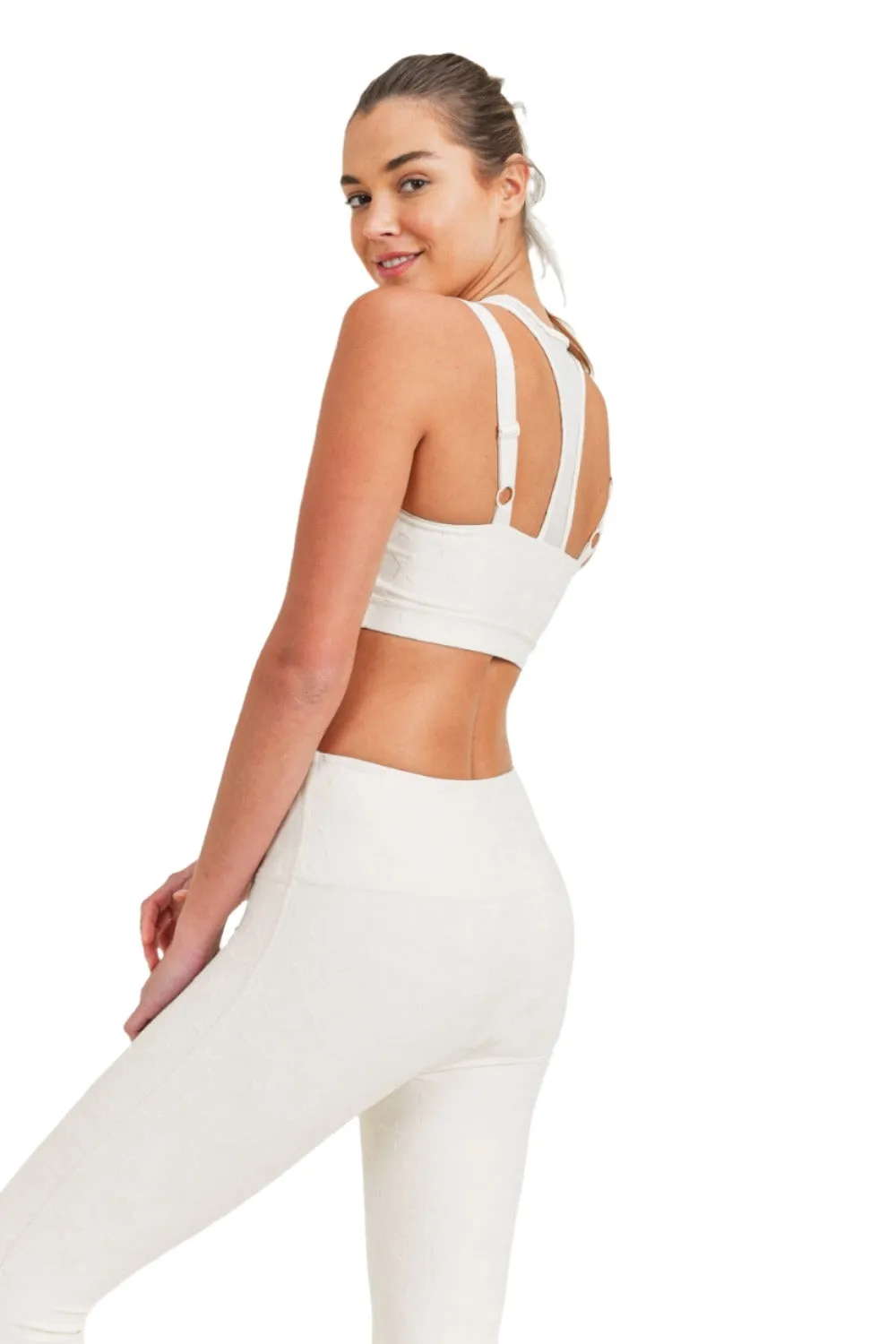 Mono B Textured Star Jacquard TACTEL? Sports Bra AT8075