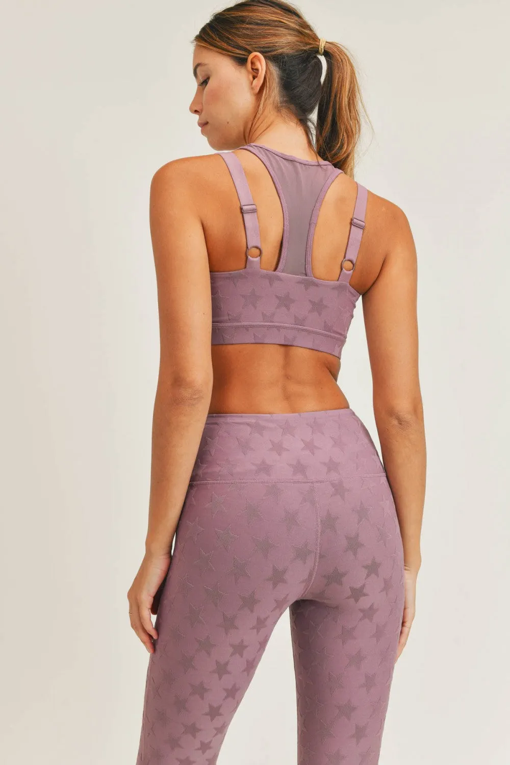 Mono B Textured Star Jacquard TACTEL? Sports Bra AT8075