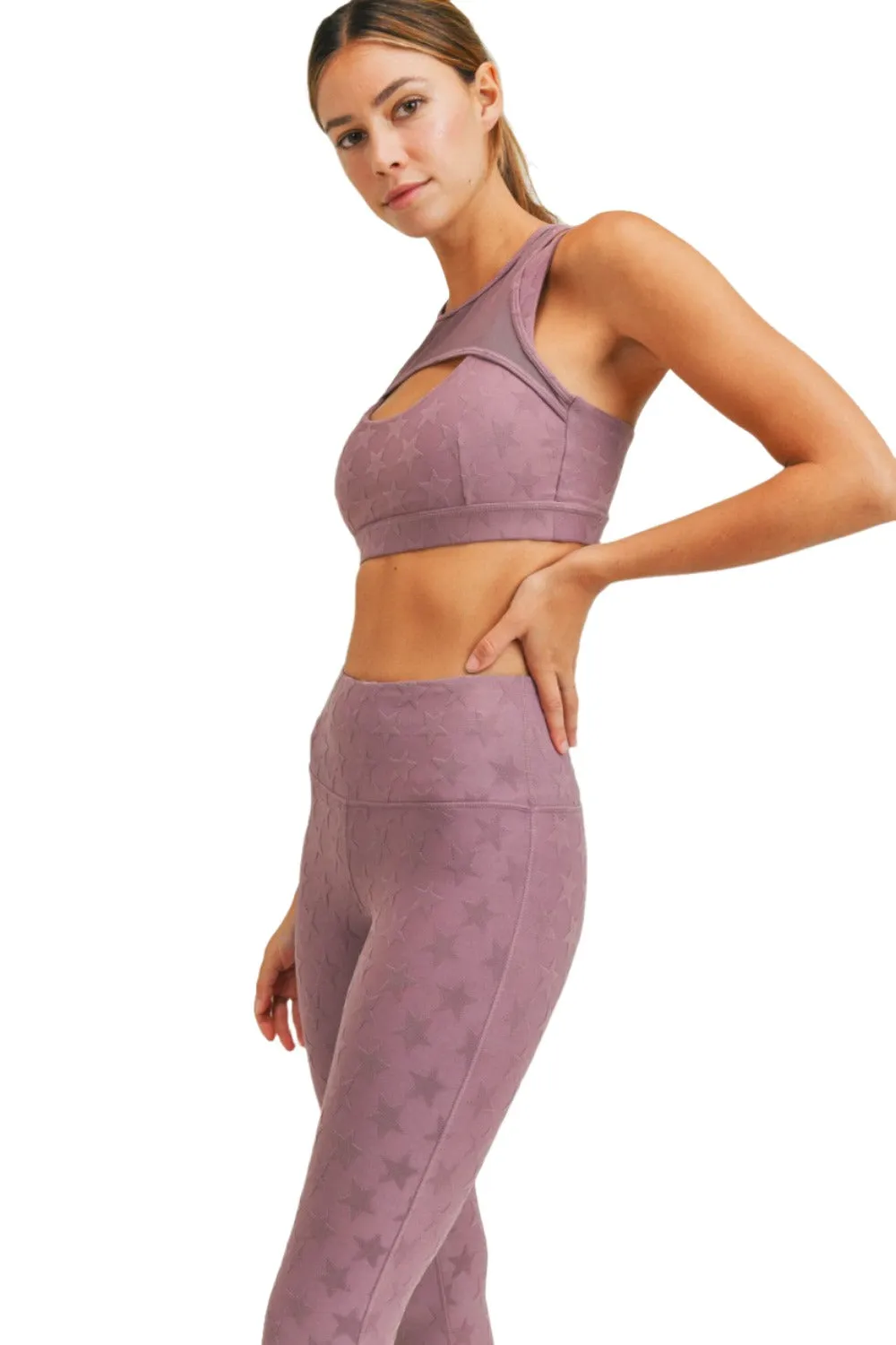 Mono B Textured Star Jacquard TACTEL? Sports Bra AT8075