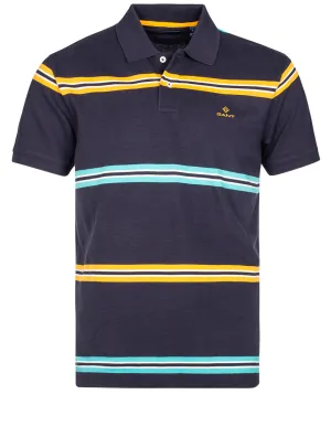 Narrow Stripe Pique Short Sleeve Rugger Evening Blue
