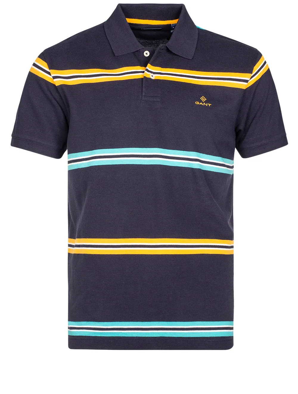 Narrow Stripe Pique Short Sleeve Rugger Evening Blue
