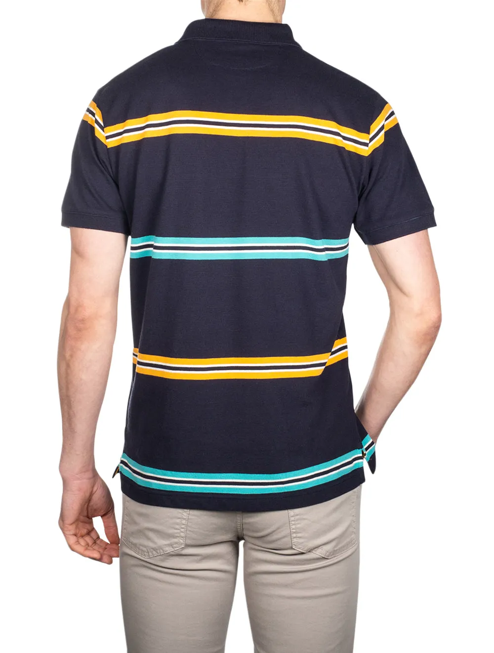 Narrow Stripe Pique Short Sleeve Rugger Evening Blue