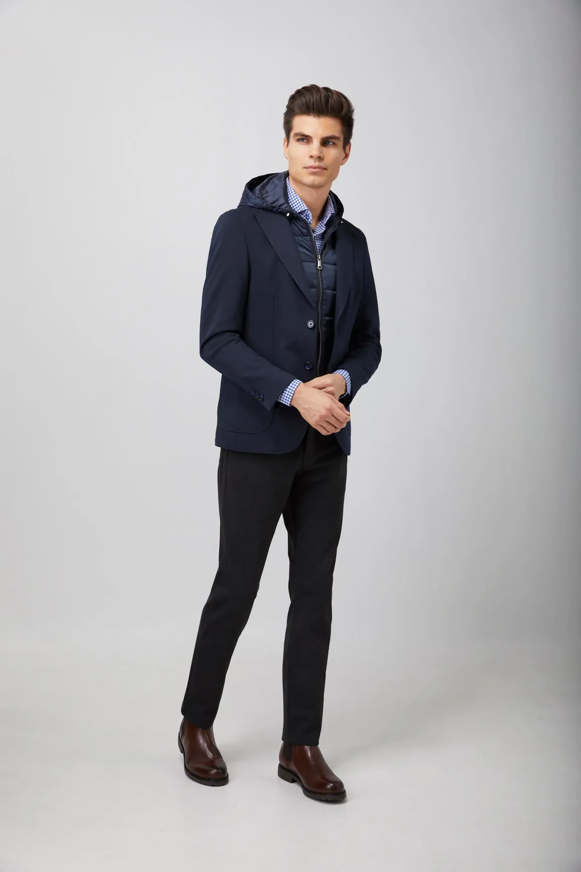 Navy Puffer Hood Sportcoat