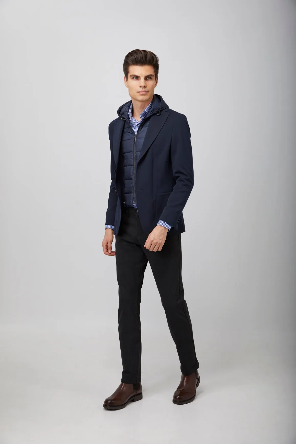 Navy Puffer Hood Sportcoat