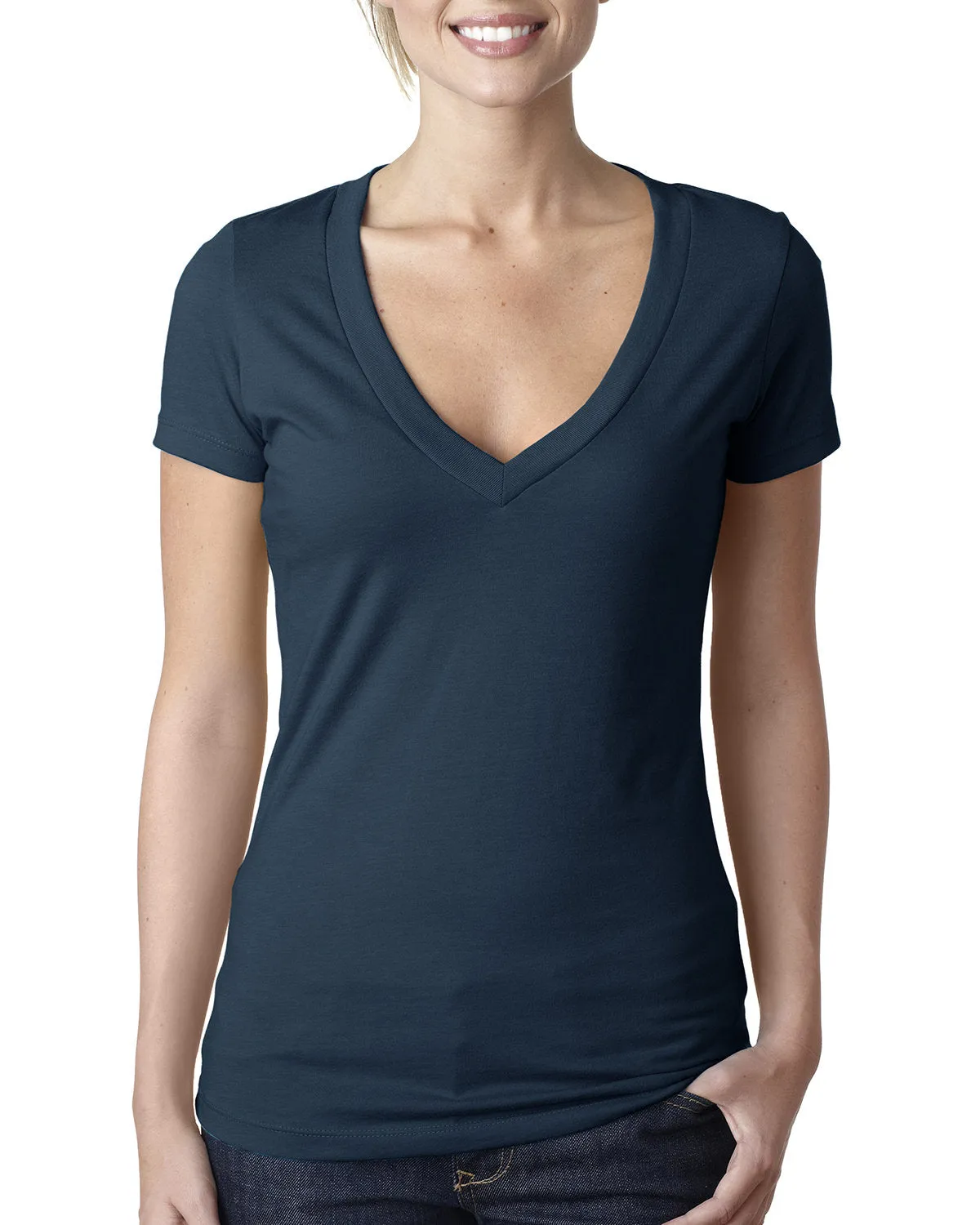 Next Level 6640 Ladies' CVC Deep V-Neck T-Shirt
